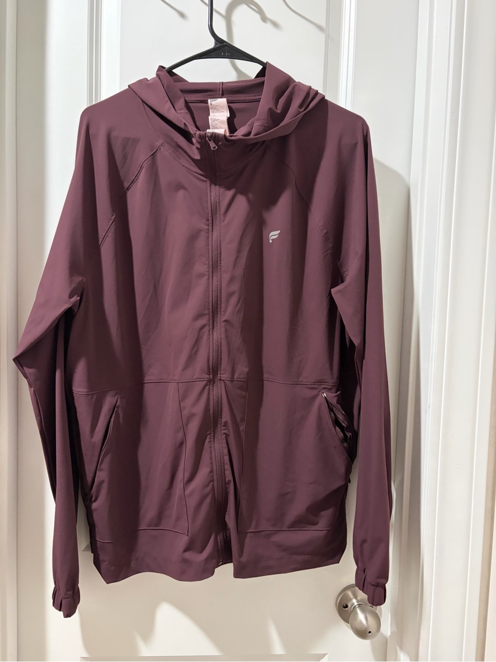 Fabletics Maroon Lightweight Hooded Jacket